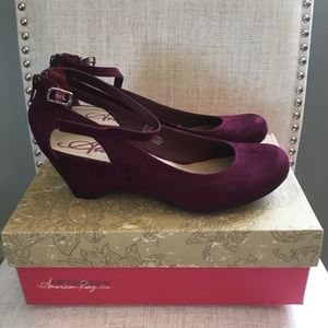 American Rag Women’s Closed Toe Burgundy Wedges